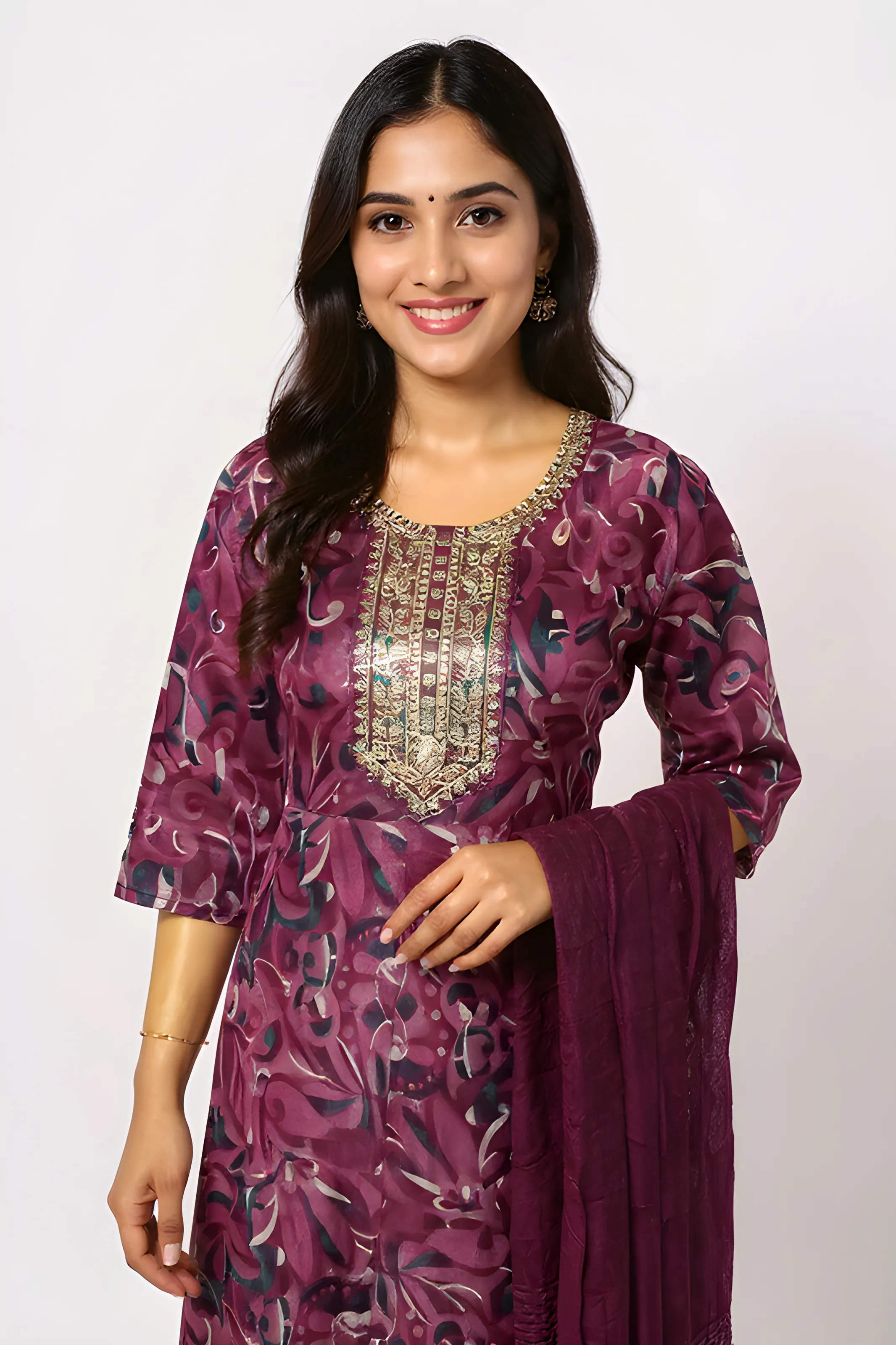 Ladies Embroidered Modal Suit