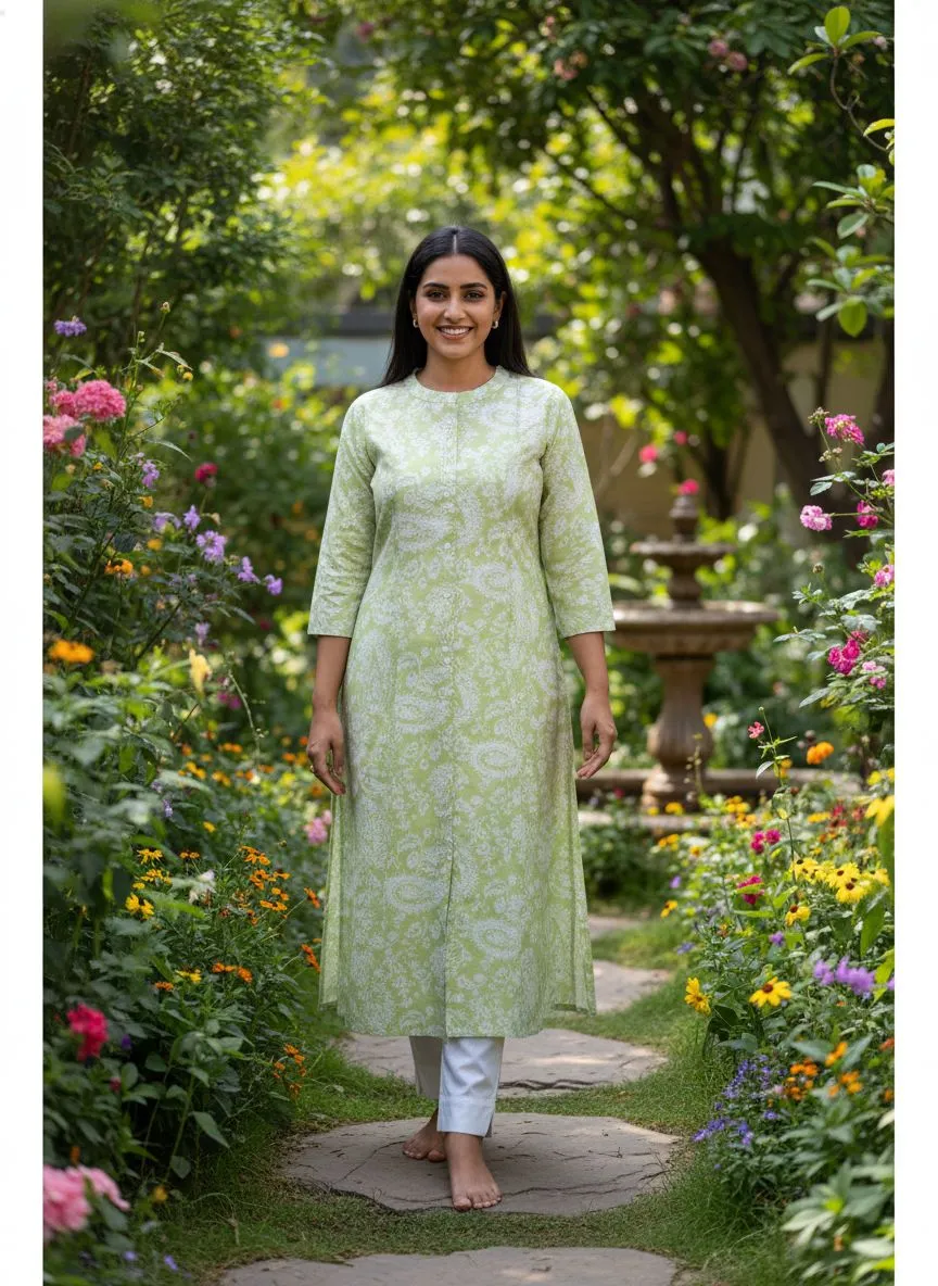 Green Paisley Print Kurti