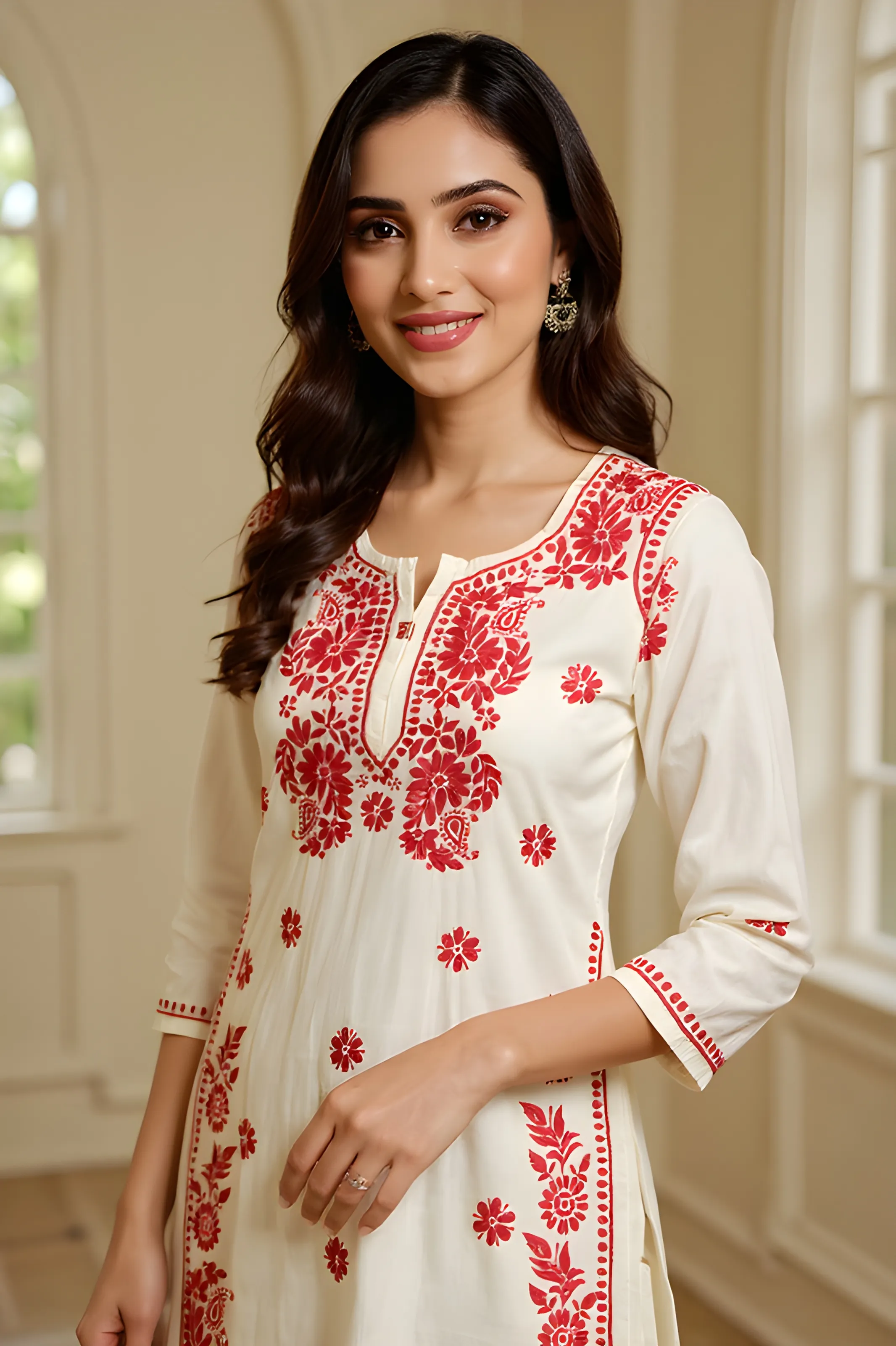 Embroidered Cotton Chicken Ke Kurti