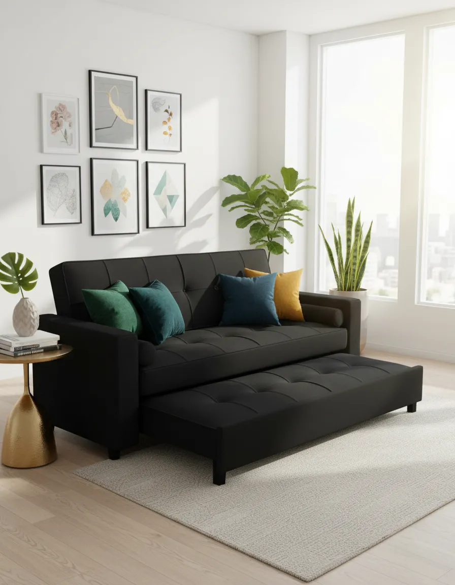 Fabric Black Sofa Cum Bed