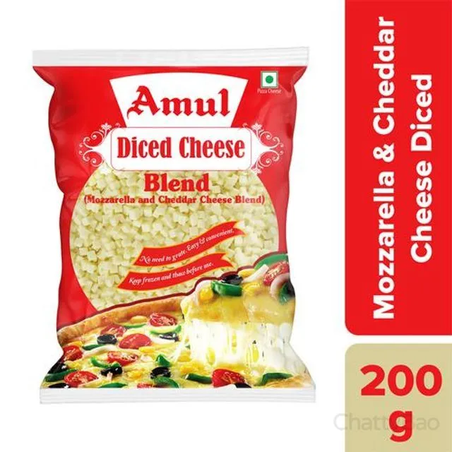 Amul Pizza Cheese Diced - Mozarella & Cheddar Blend 200 g