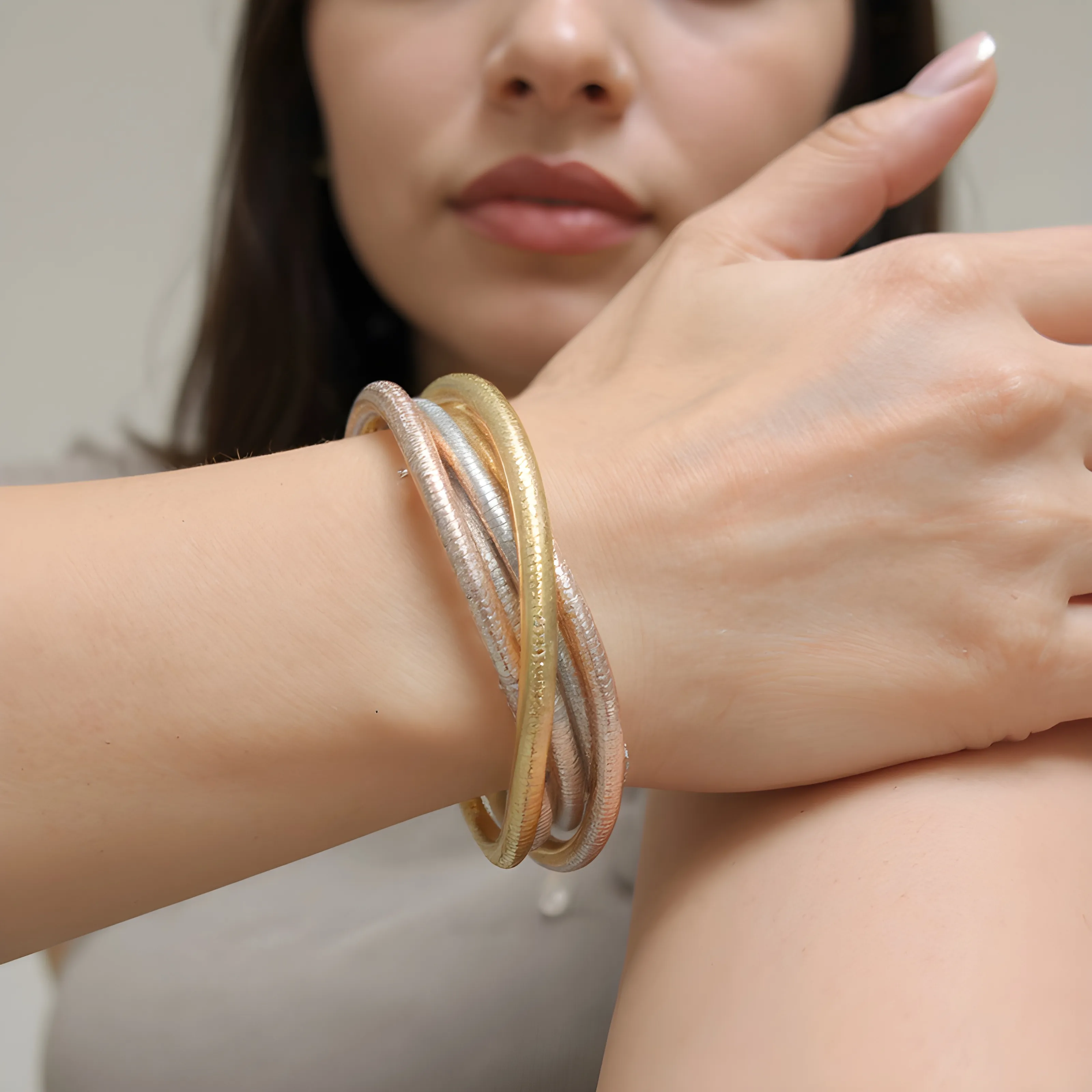 Tri-Tone Spiral Bangles