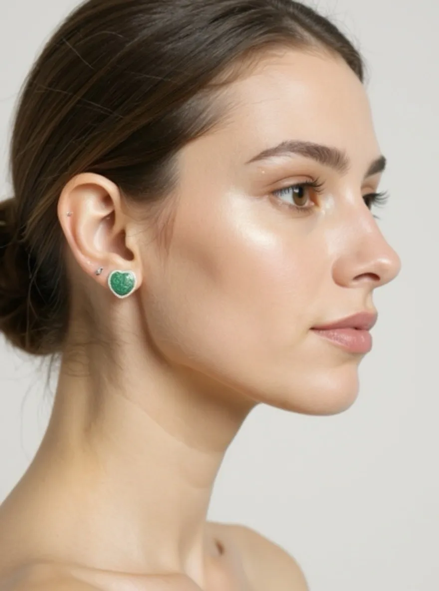 Heart-shaped Green Earrings