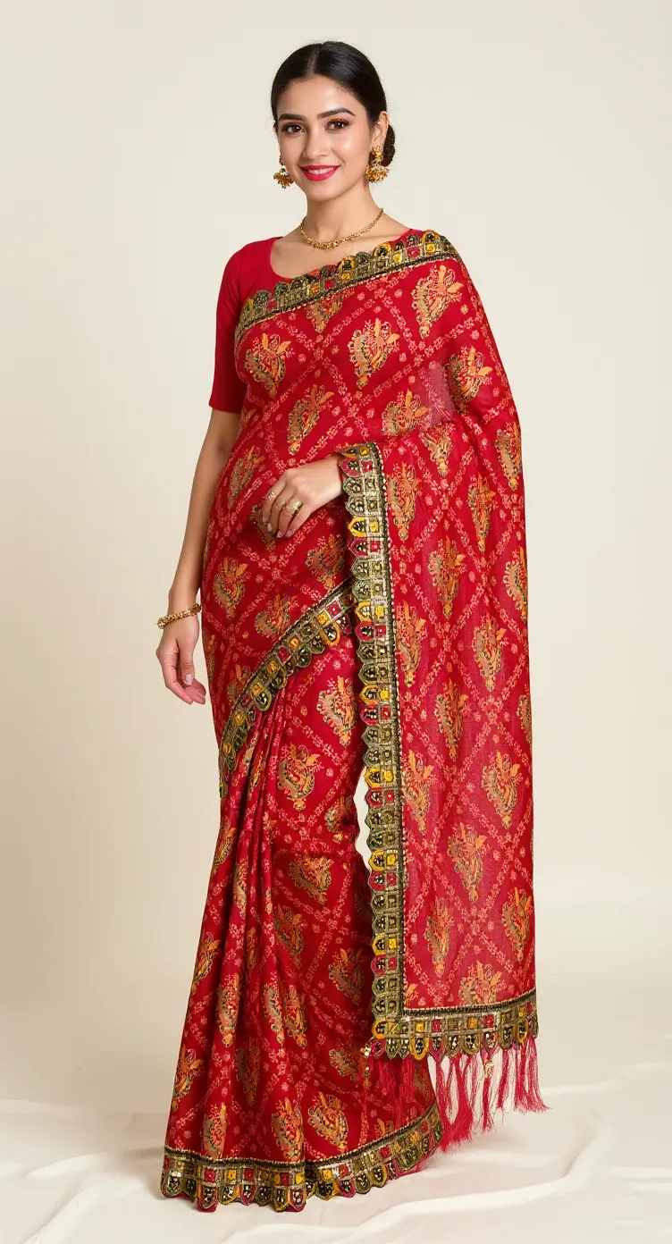 Embroidered Jaipuri Saree.