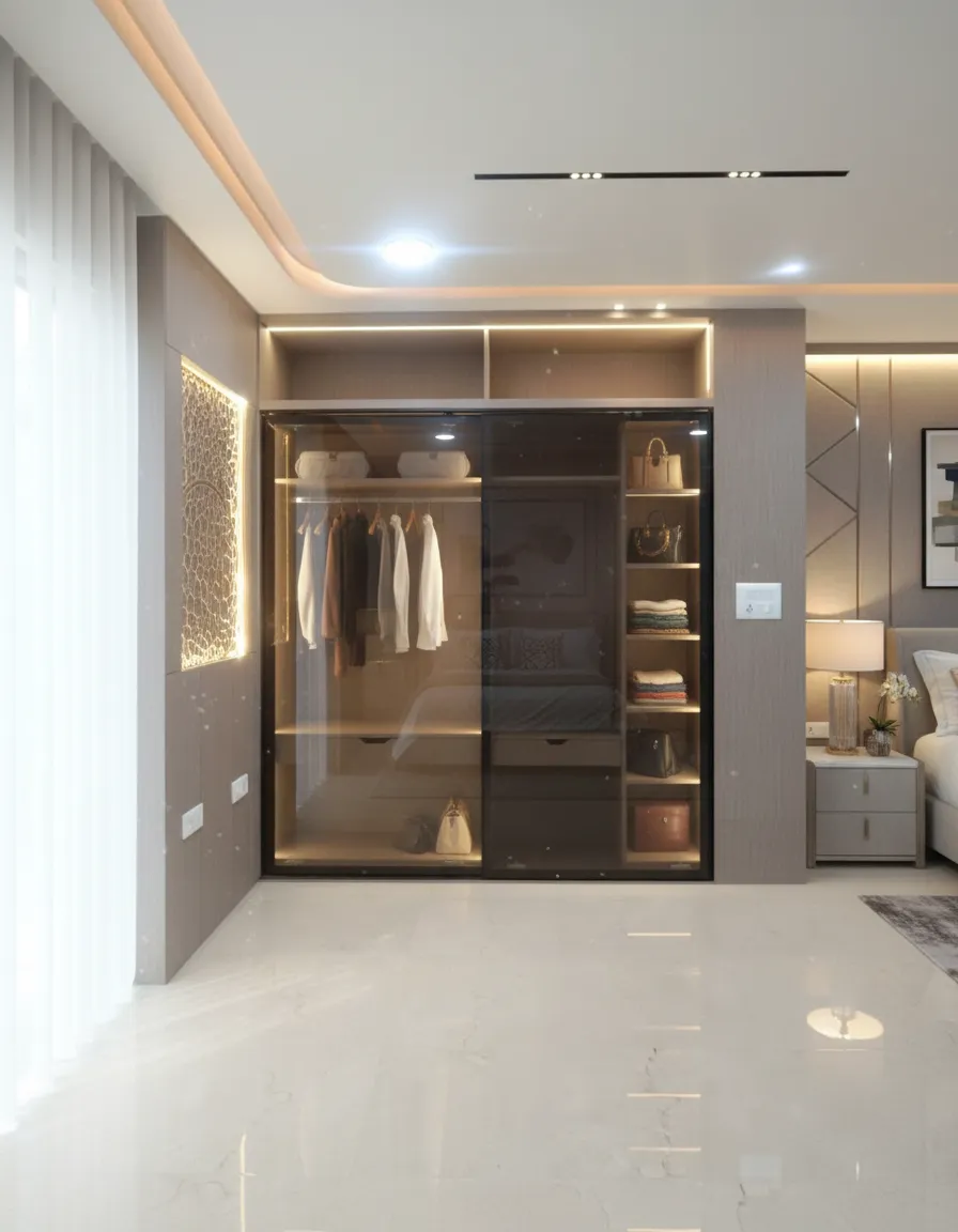 Modern LED-Lit Wardrobe