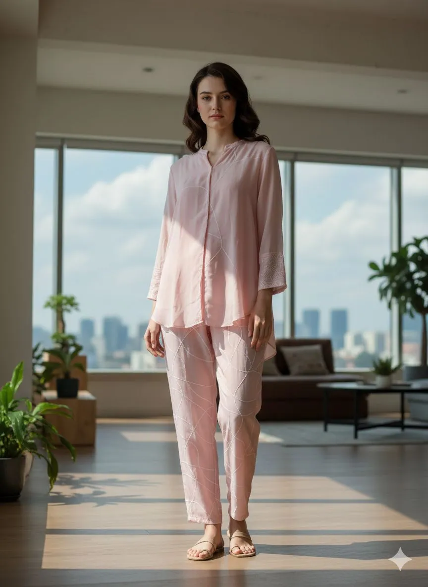 Elegant Pink Kurta Set view 2