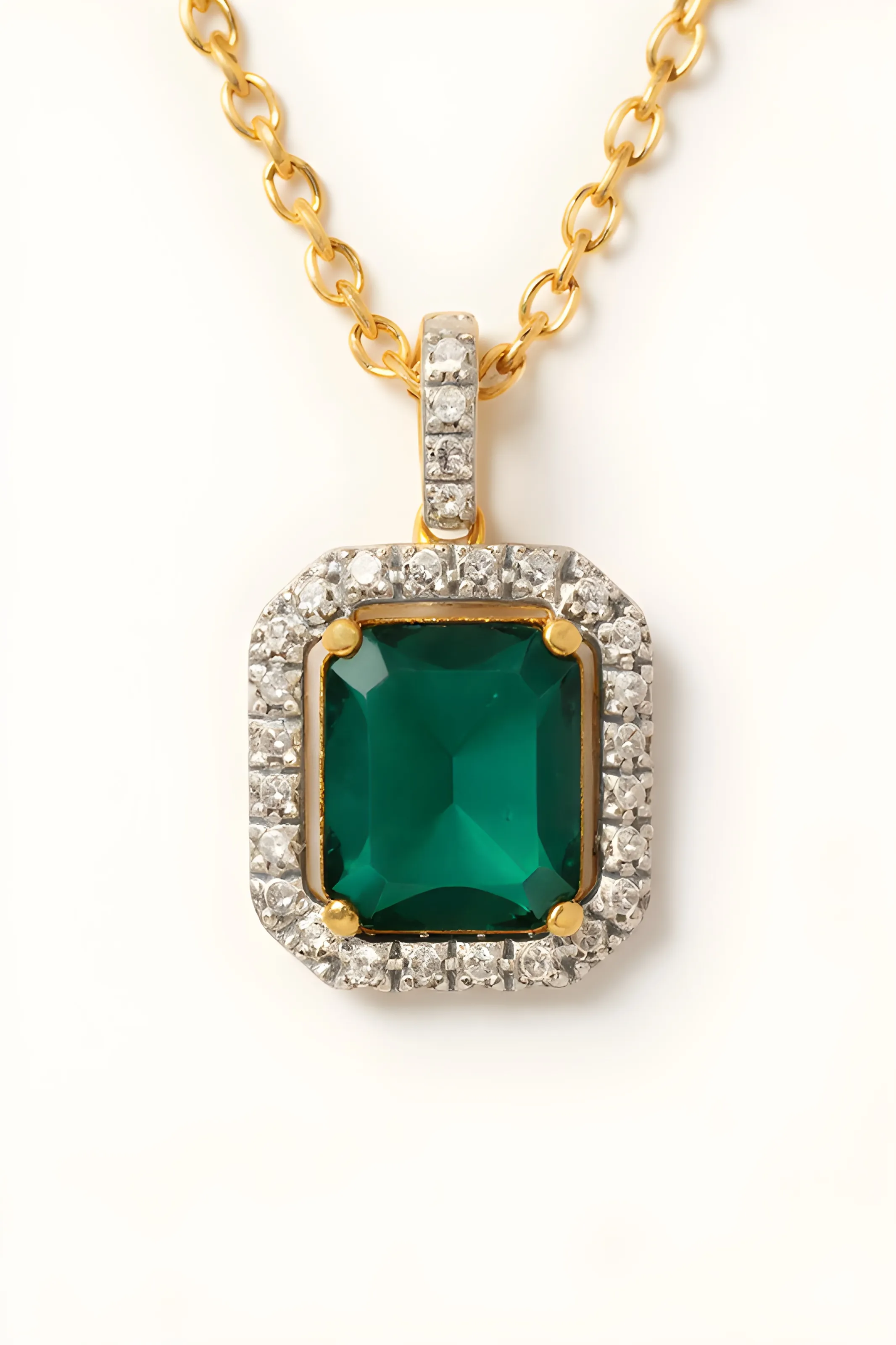 Gold Pendant with Green Stone ✨
