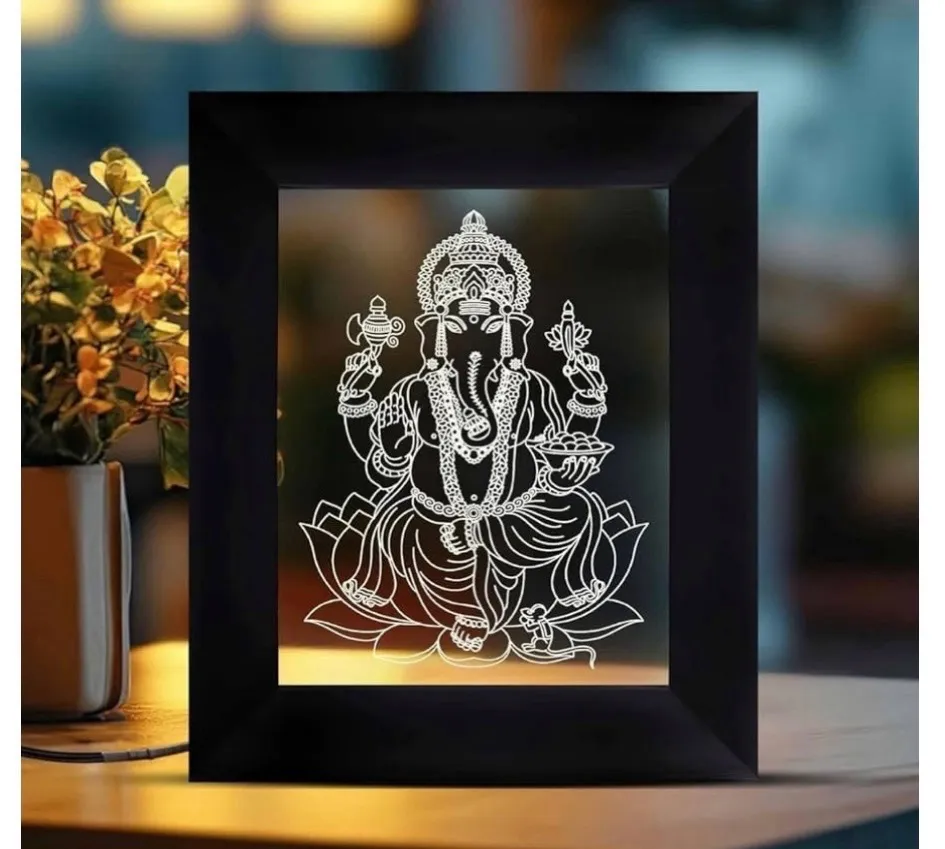 LED Ganesha Light Frame