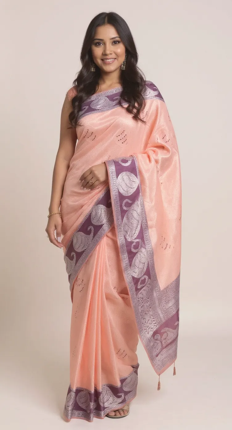 Banarasi Peach Silk Saree