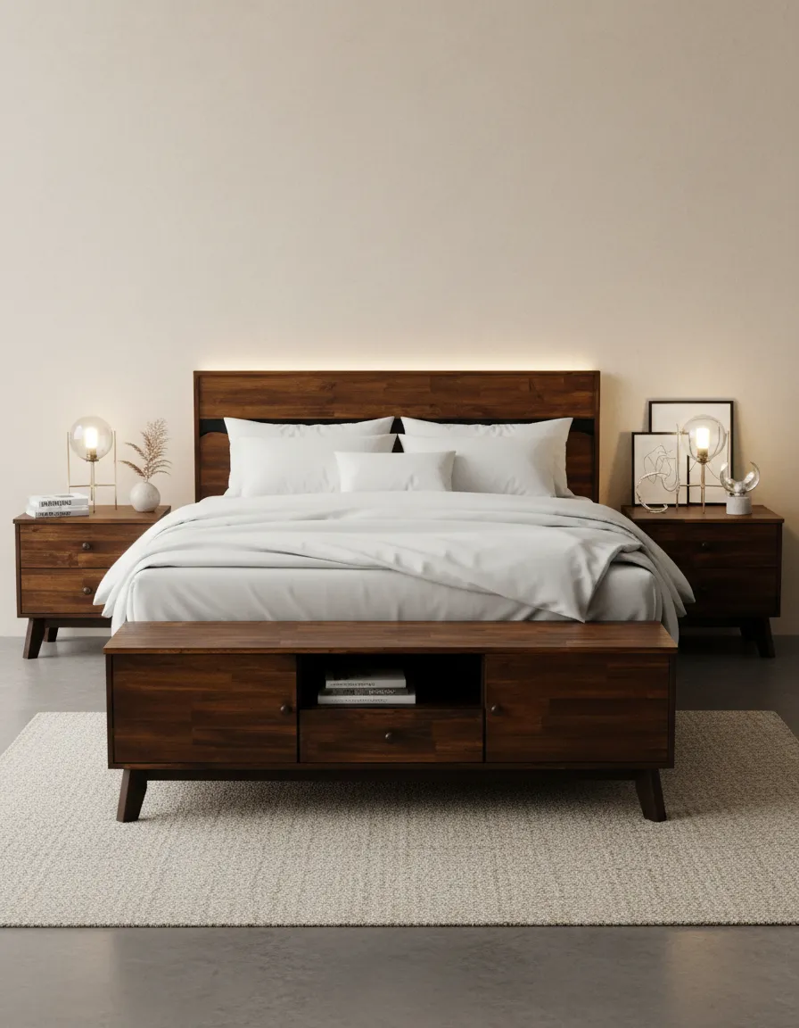 Wooden Cot, Side Table & TV Console: BHF Calla Collection