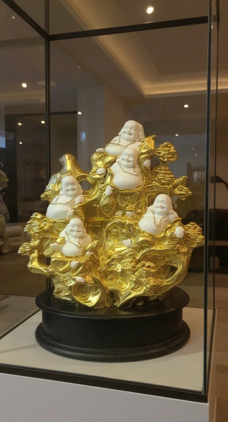 Golden and White Laughing Buddha Set