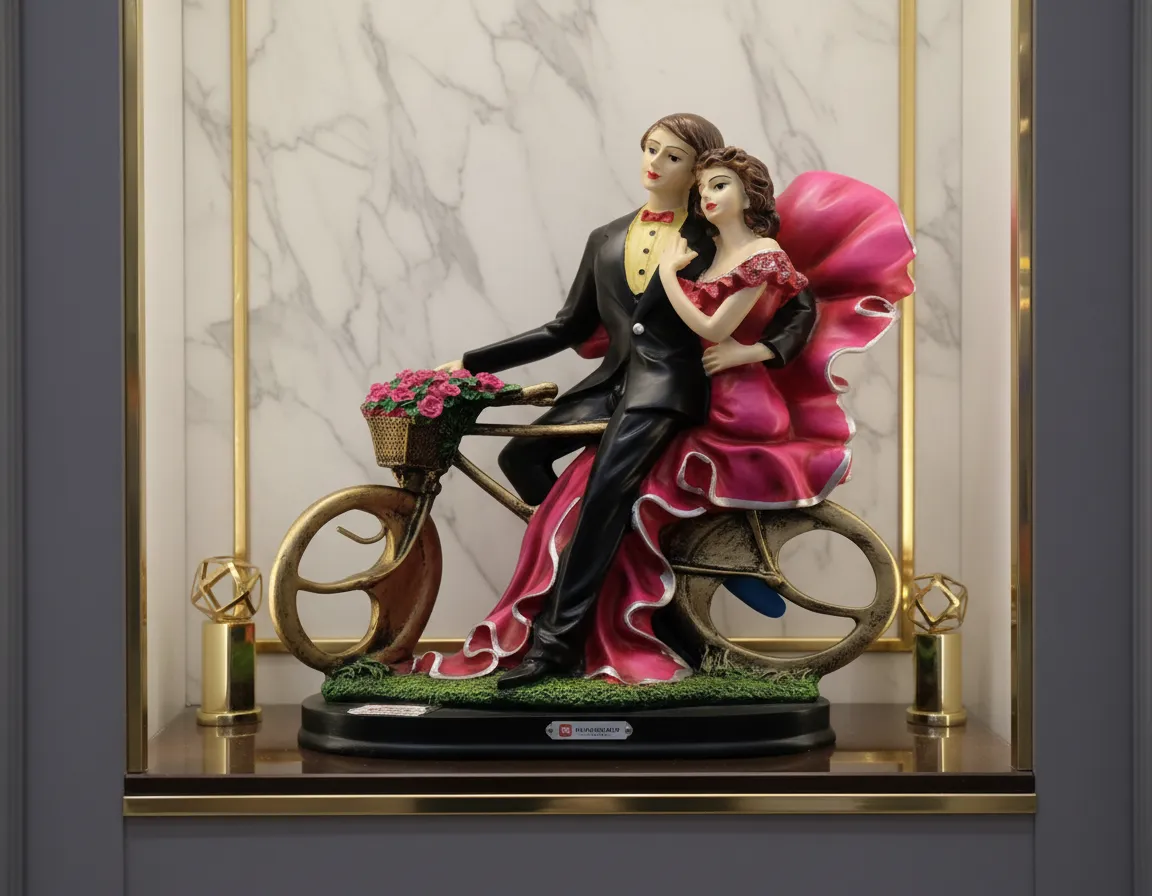 Couple on Bike Figurine
