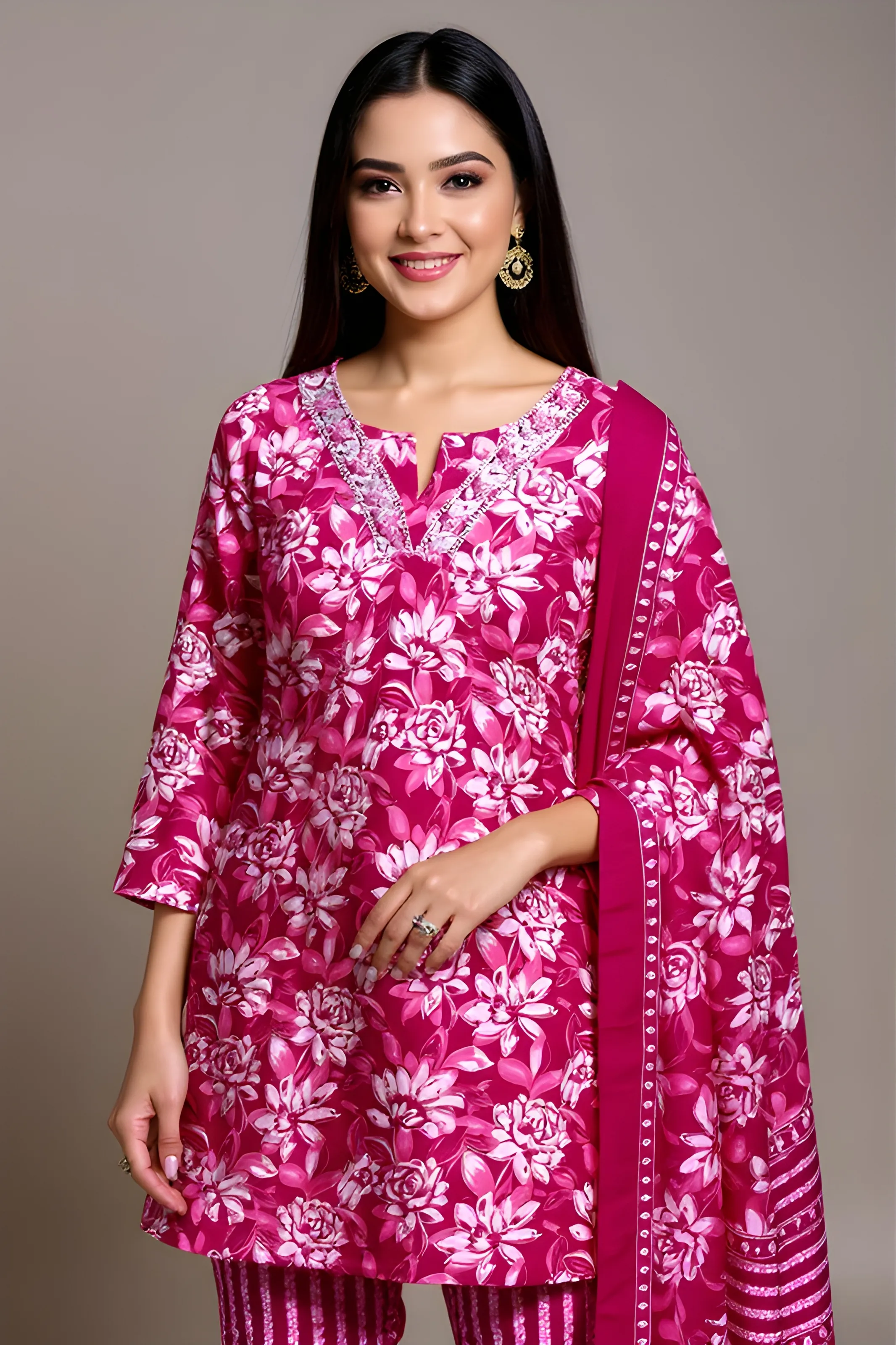 Floral Pink Salwar Suit XXXL-XXXXXXL