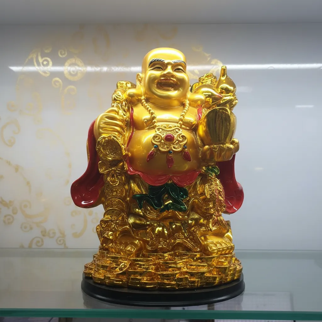 Golden Laughing Buddha Statue