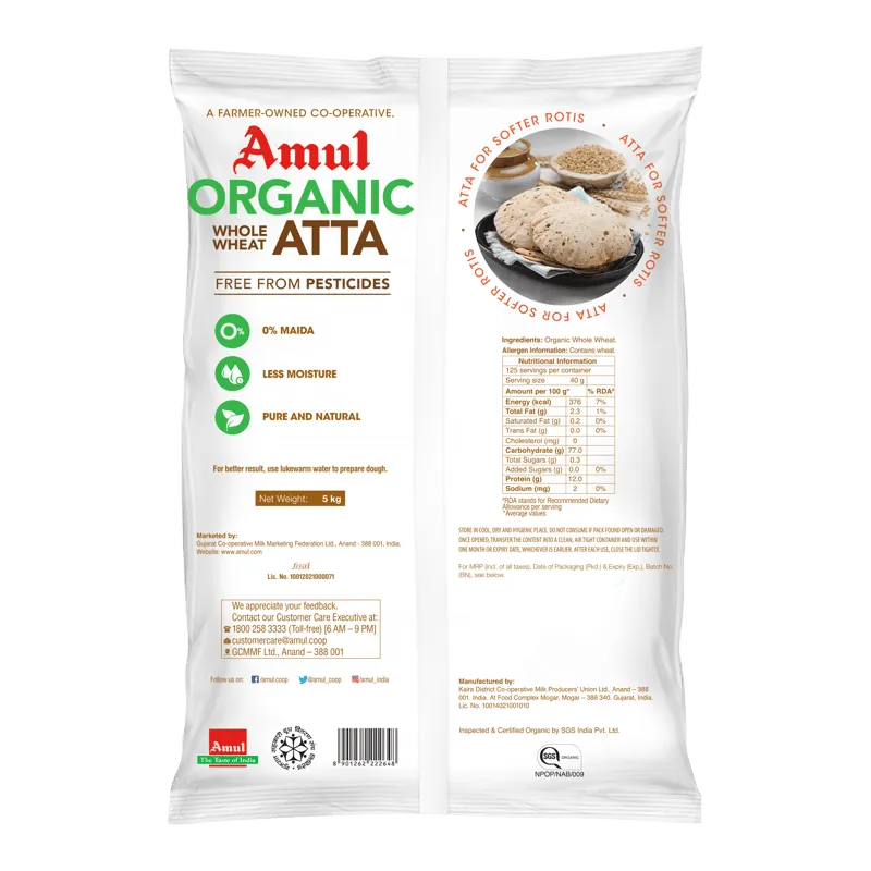 Amul Organic Whole Wheat Atta 5 Kg view 2