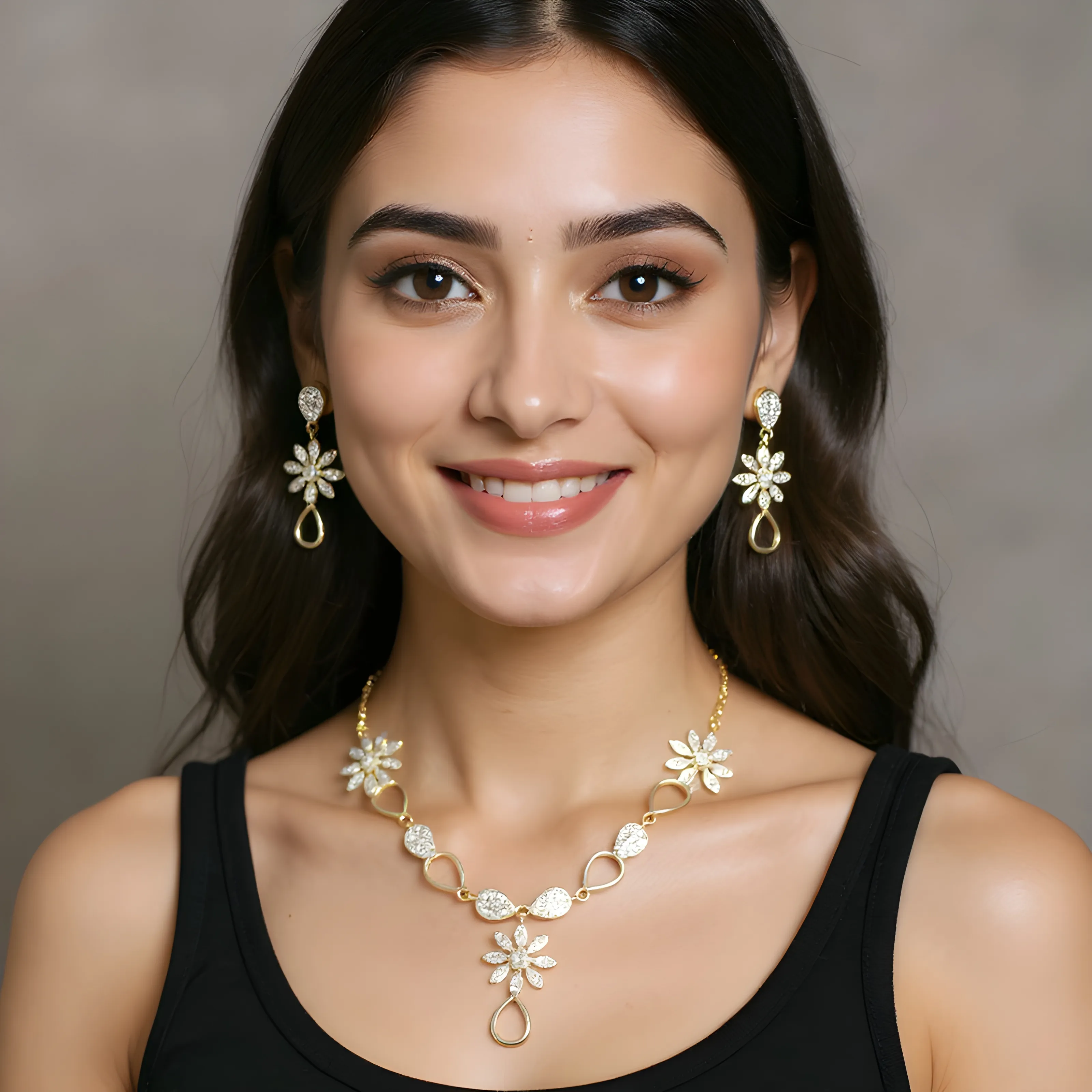 Floral Pendant Earrings Set view 2