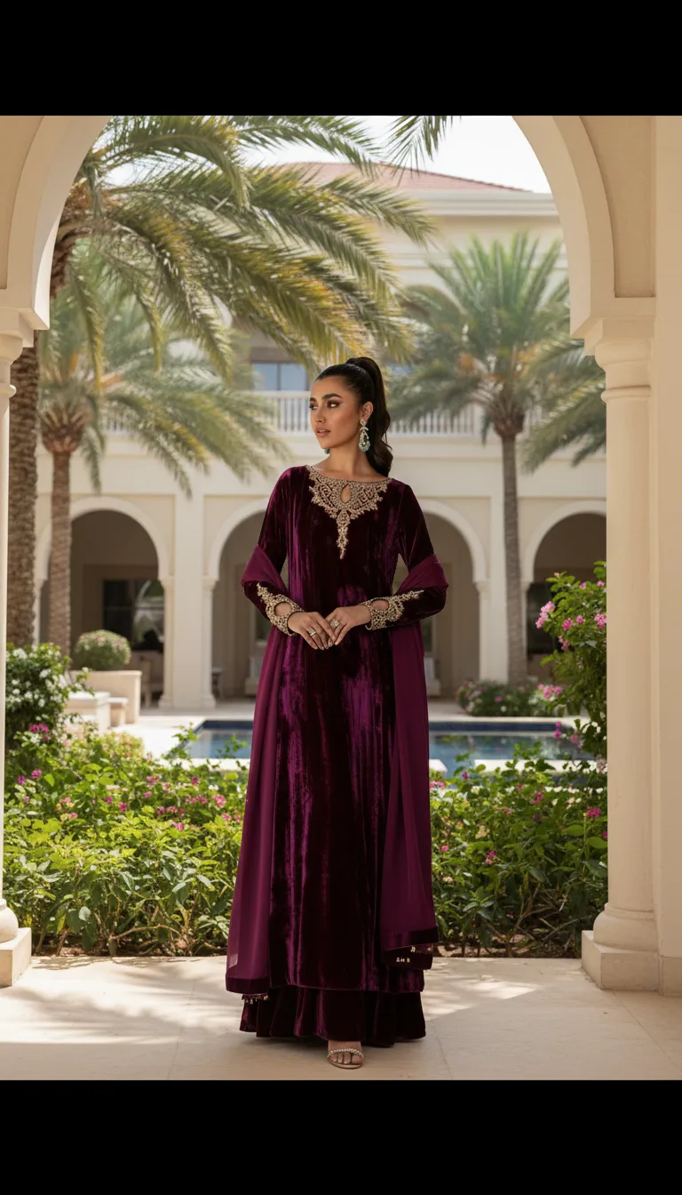 Velvet Embellished Gown