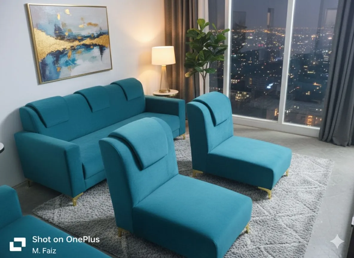 Elegante Teal Sofa Set