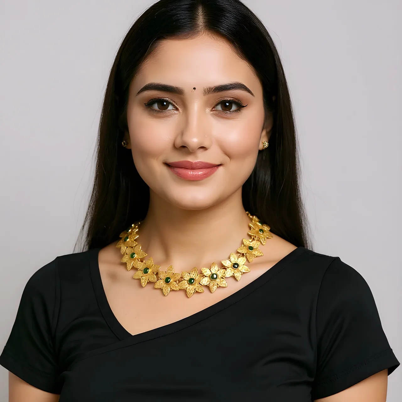 Gold Floral Necklace Set