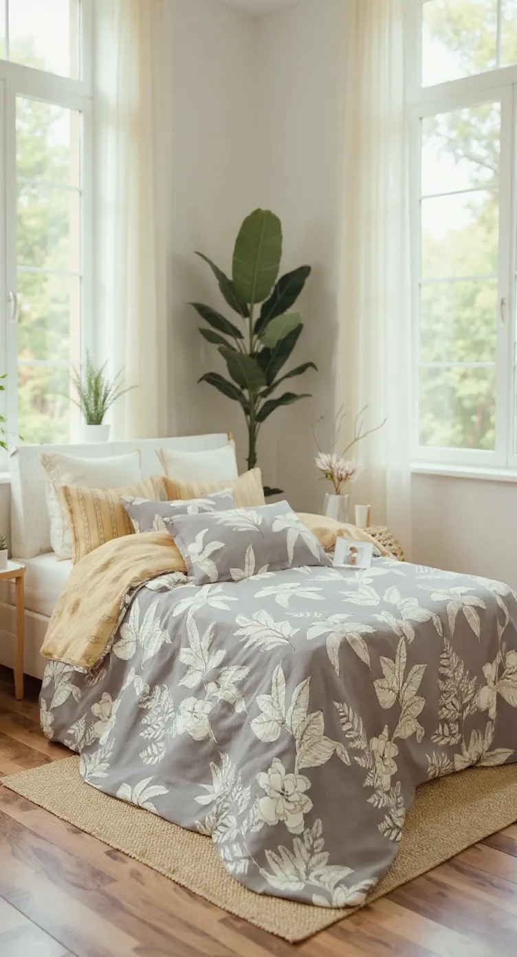 Floral Bedding Set In Neutral Design