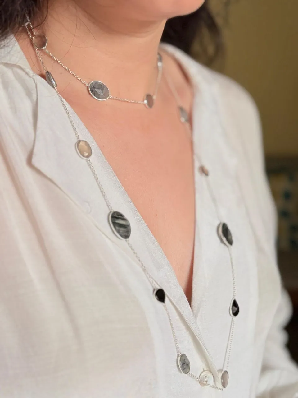925 Silver Coin Long Chain