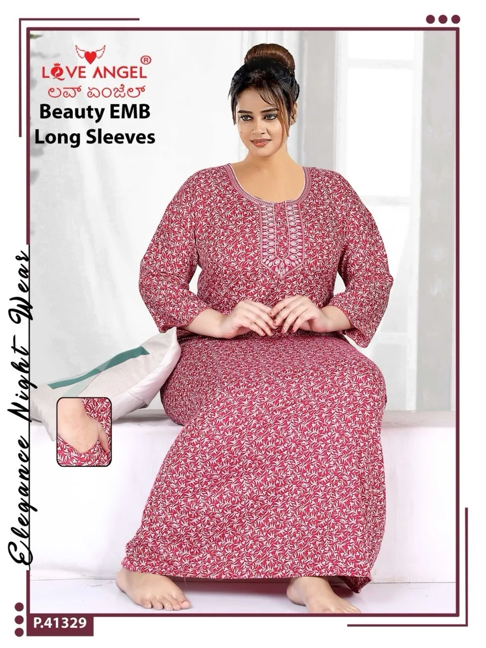 Love Angel Beauty EMB Long Sleeves Polycotton