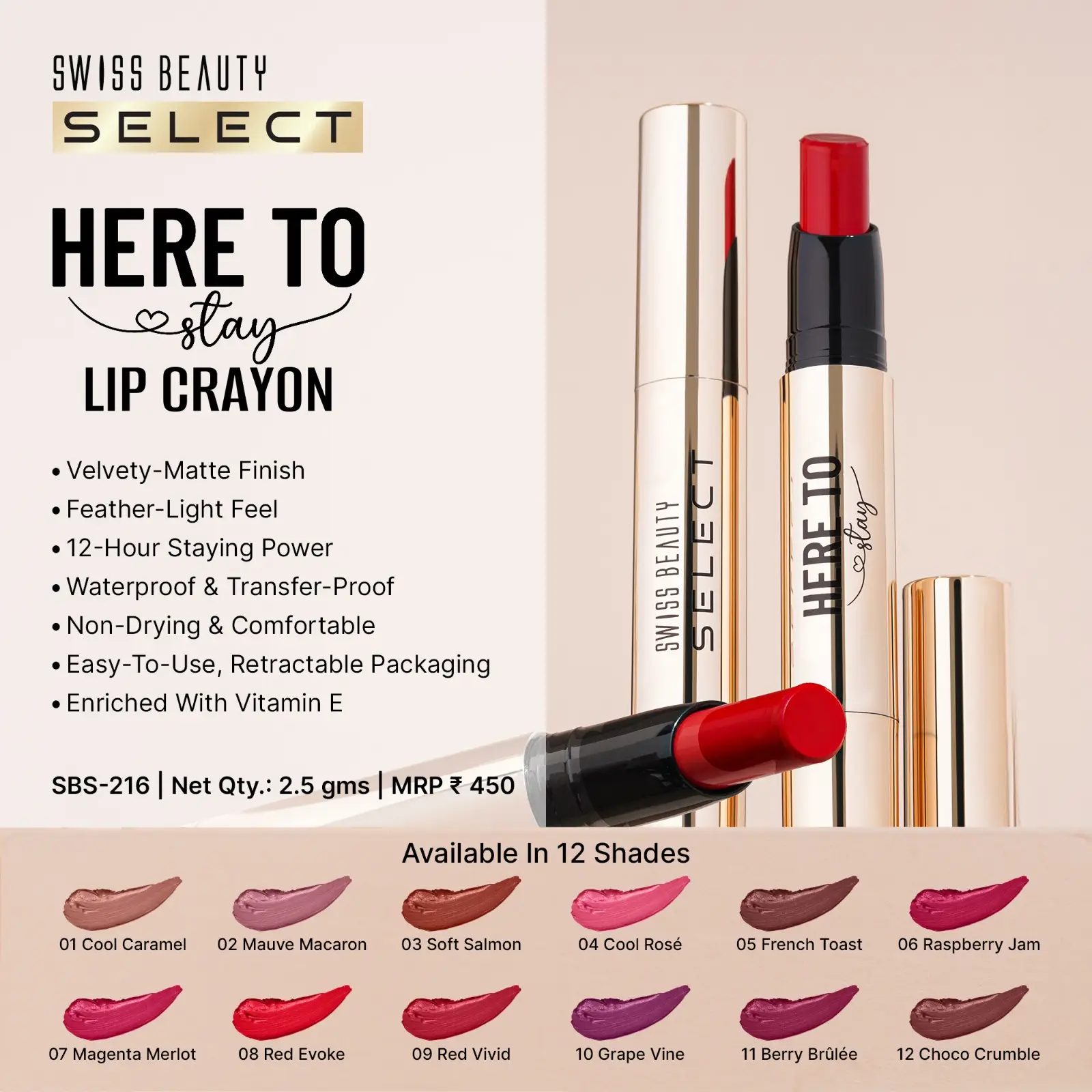 Swiss Beauty Select Here to Stay Lip Crayon