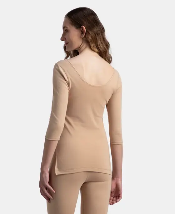 Jockey Women Cotton Rich Brushed Three Quarter Sleeve Thermal Top with StayWarm Technology - 2543 view 3