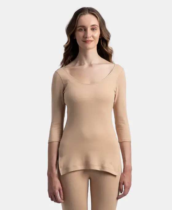 Jockey Women Cotton Rich Brushed Three Quarter Sleeve Thermal Top with StayWarm Technology - 2543 view 7