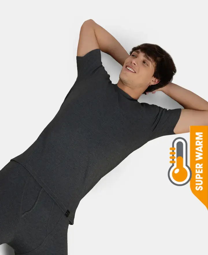 Jockey Men Cotton Rich Brushed Fabric Half Sleeved Thermal Undershirt with StayWarm Technology - 2402 view 3