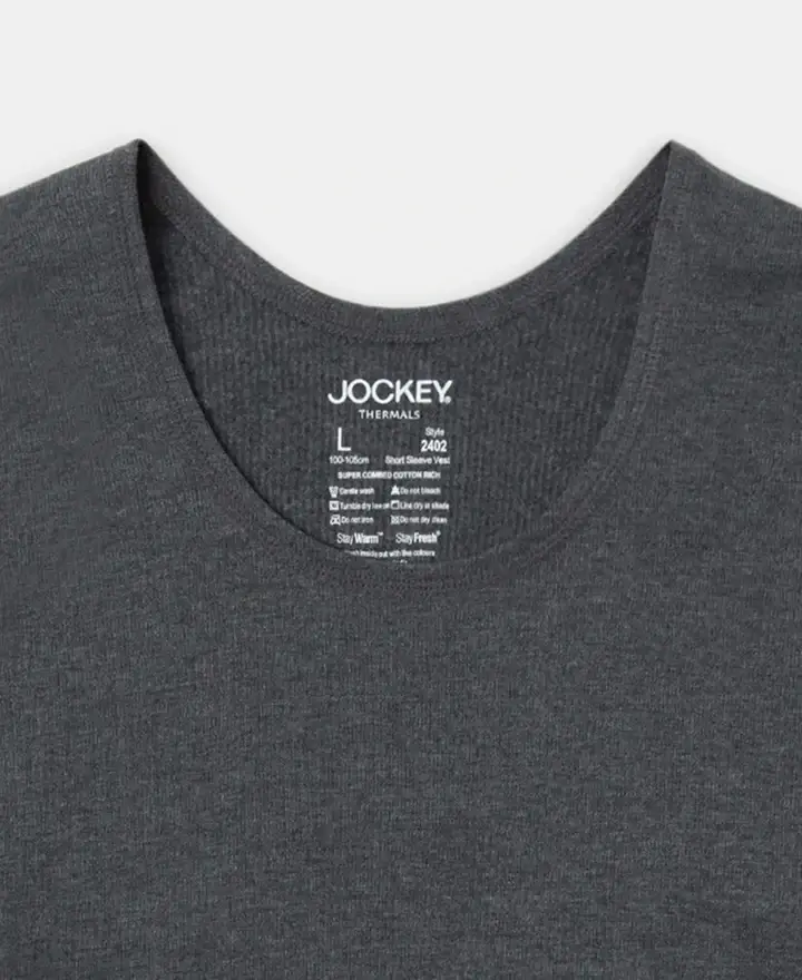 Jockey Men Cotton Rich Brushed Fabric Half Sleeved Thermal Undershirt with StayWarm Technology - 2402 view 4