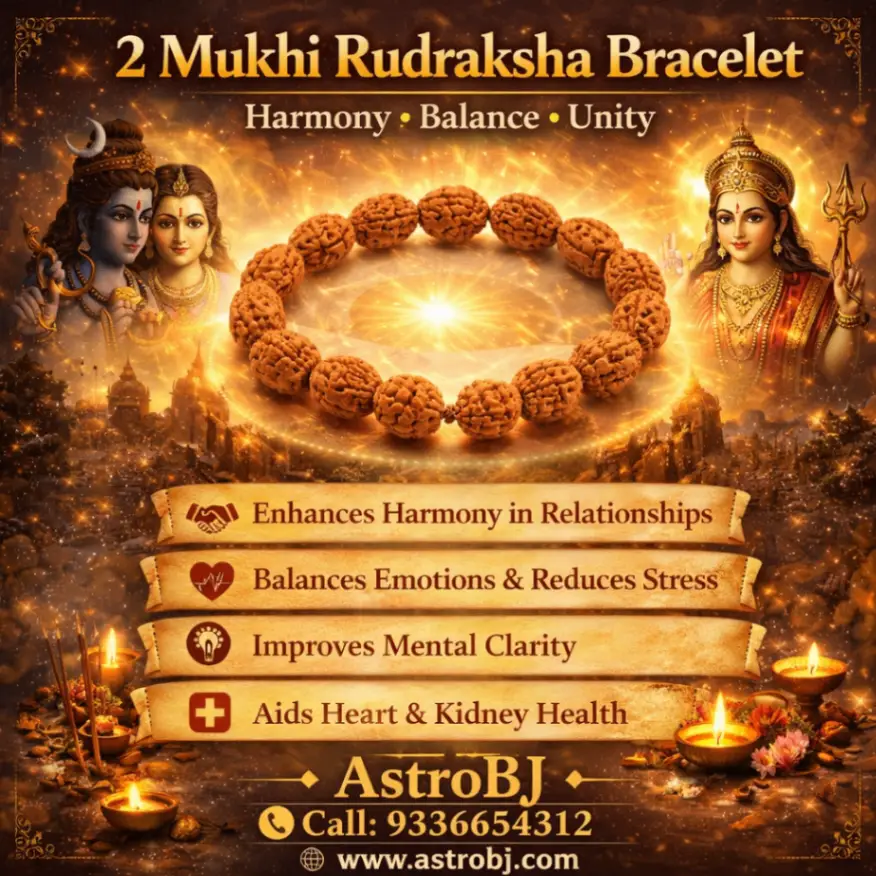 AstroBJ 2 Mukhi Rudraksha Bracelet "Siddh & Energised" A+++ Quality view 3