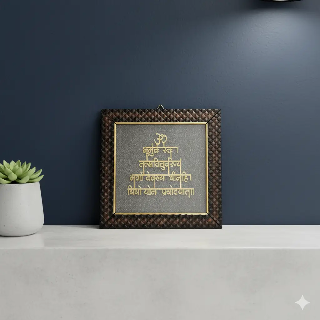 Pyrite Gayatri Mantra Frame 7.5x7.5 Inches view 3