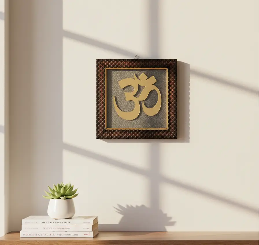 Pyrite Om Frame 7.5x7.5 Inches  view 2