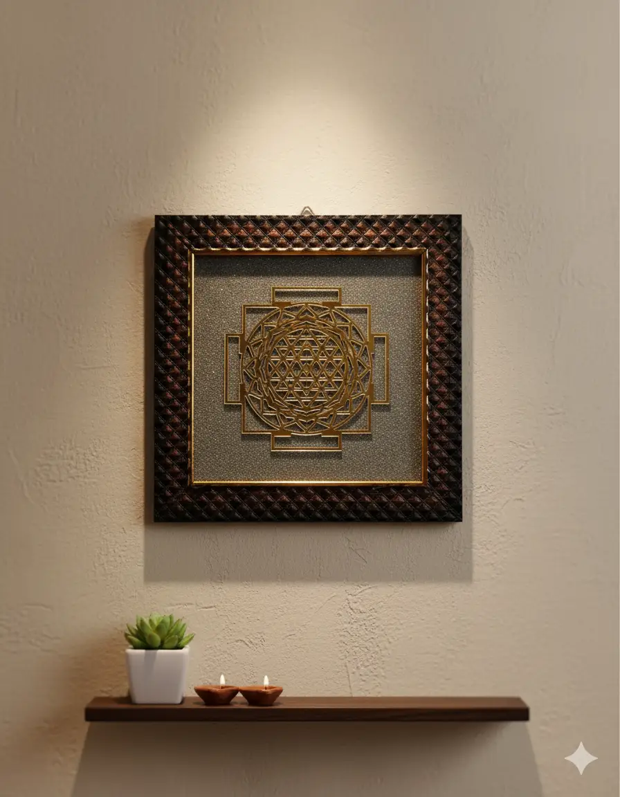 Pyrite Shree Yantra Frame 7.5x7.5 Inches view 3
