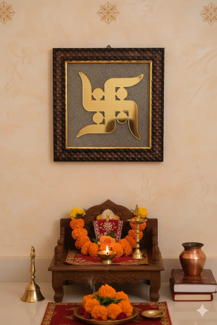 Pyrite Swastik Frame 7.5x7.5 Inches view 2