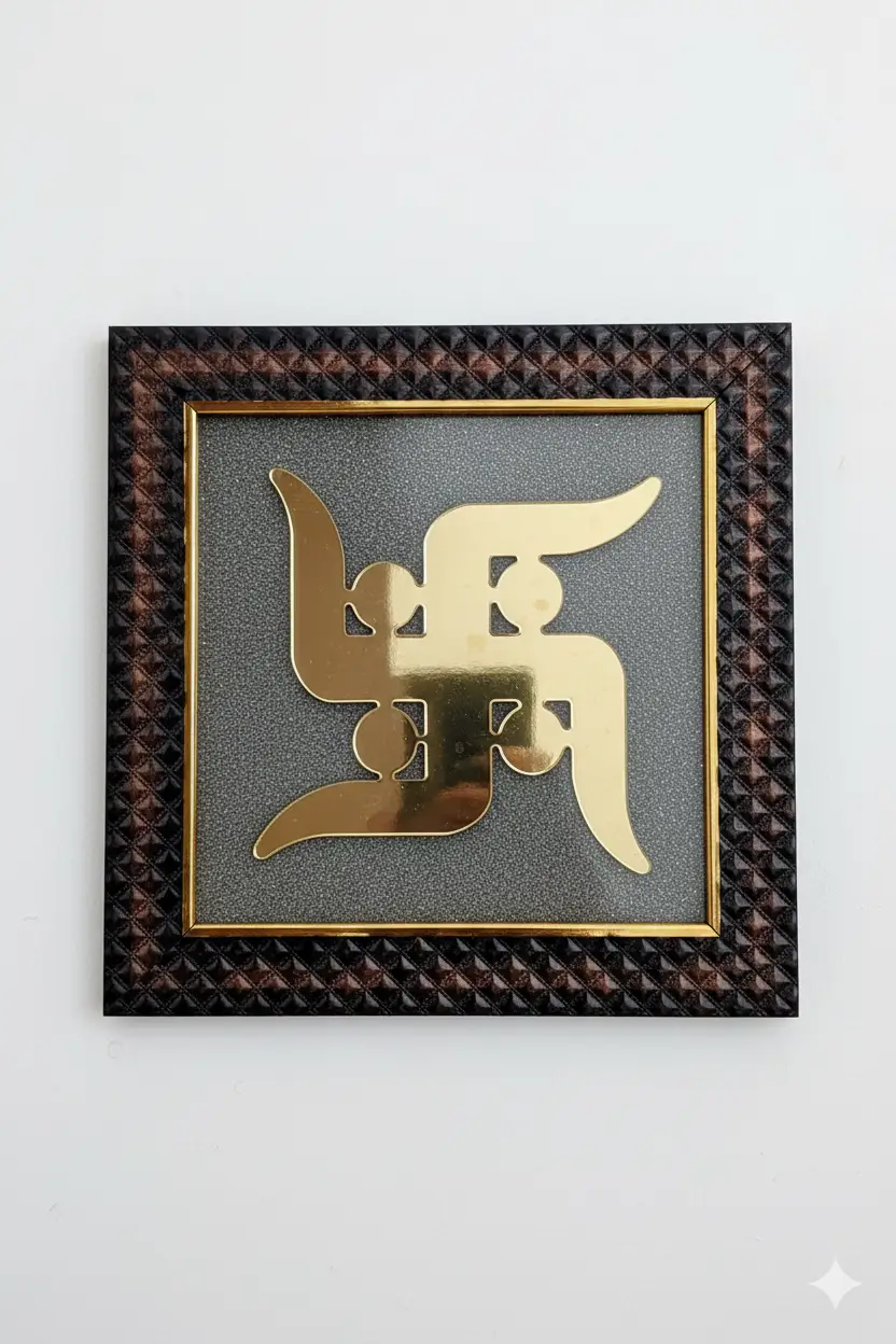 Pyrite Swastik Frame 7.5x7.5 Inches view 3