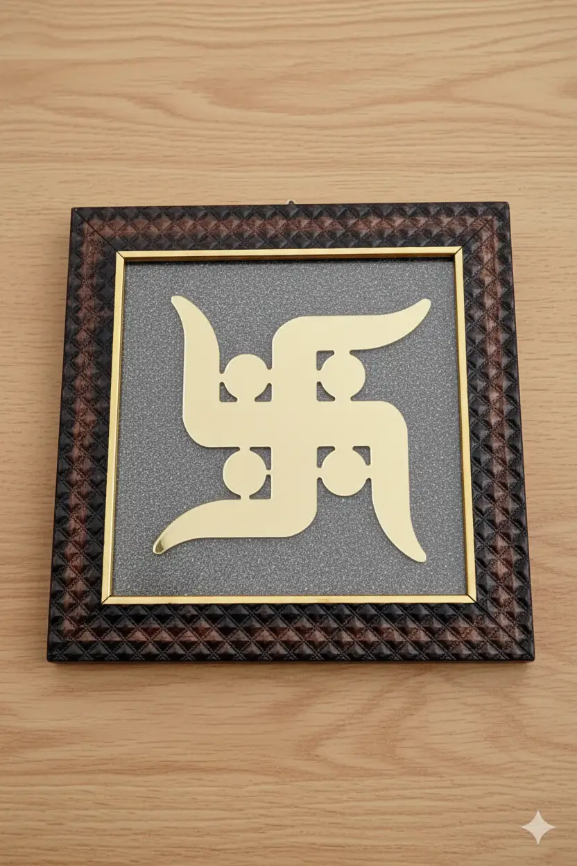 Pyrite Swastik Frame 7.5x7.5 Inches view 4