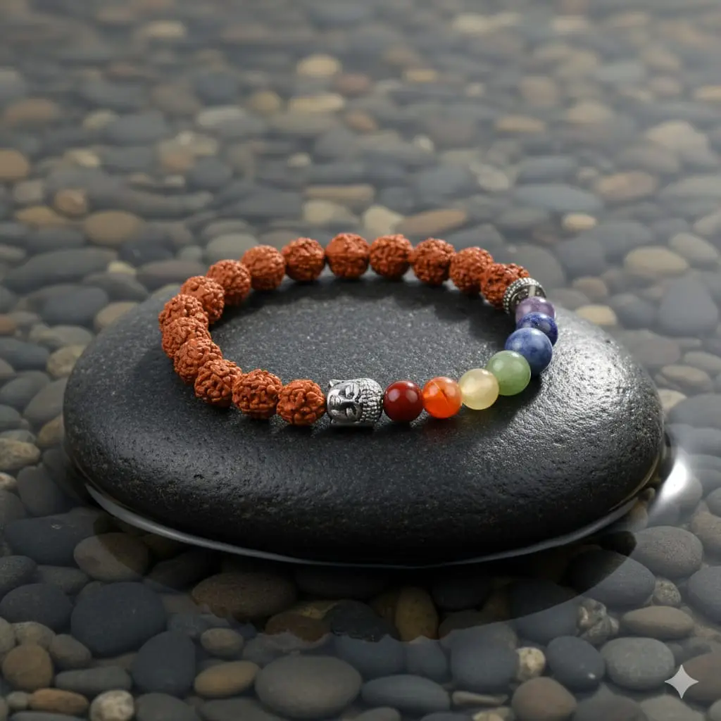 Seven Chakra Bracelet "With Rudraksha Beads" view 2