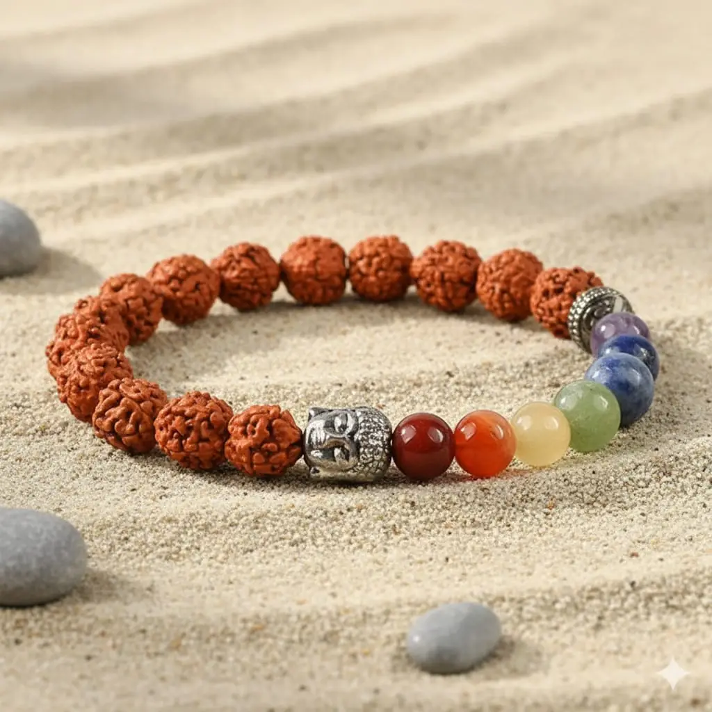 Seven Chakra Bracelet "With Rudraksha Beads" view 3