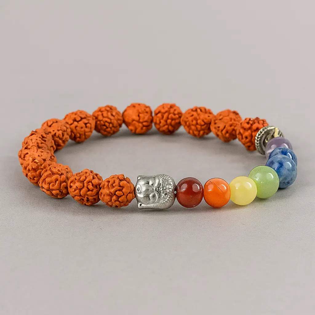 Seven Chakra Bracelet "With Rudraksha Beads" view 4