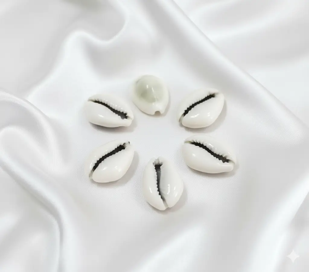 "Energized Kodi" Cowrie Shell Beads Set Of 5 (Yellow & White) view 2