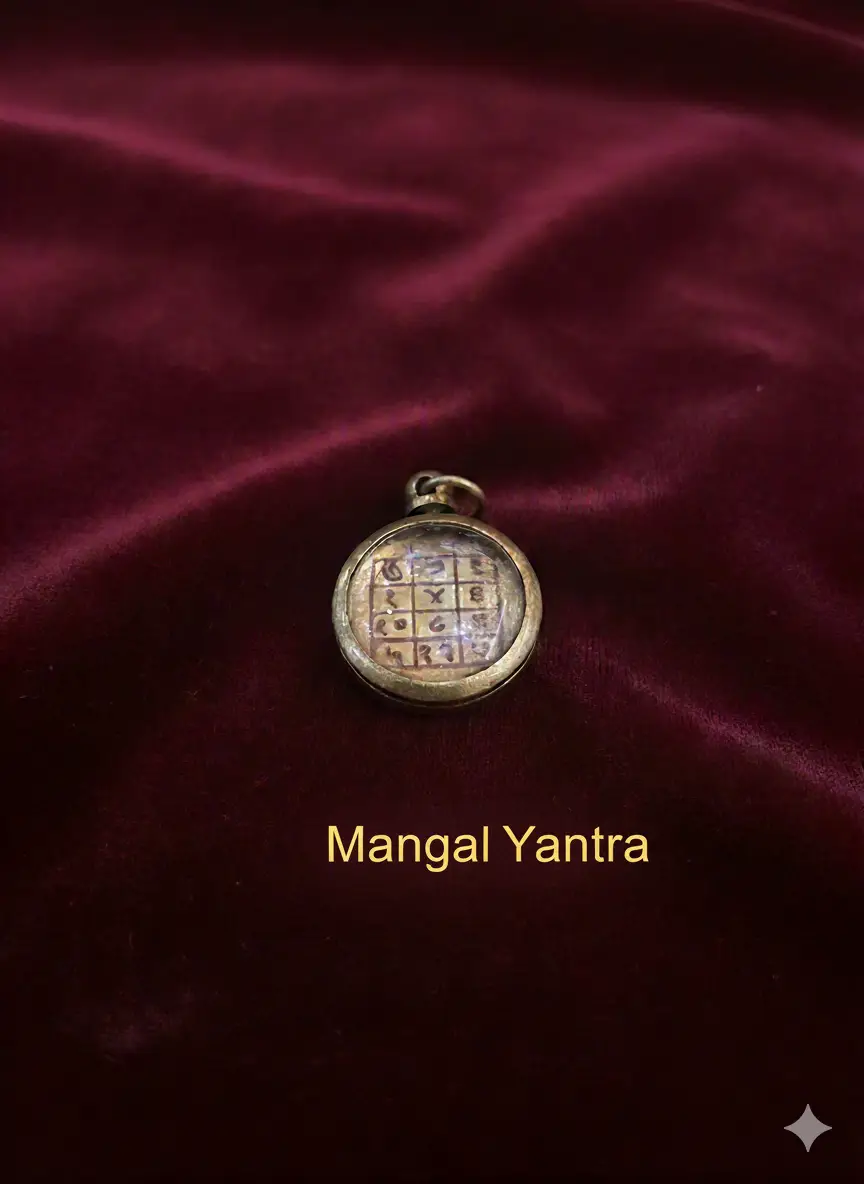 Mangal Yantra Pendant/Locket, Copper Round Metal Charm | In Ashtadhatu For Men & Women Original | Siddh & Enersiged A+++ Quality view 2