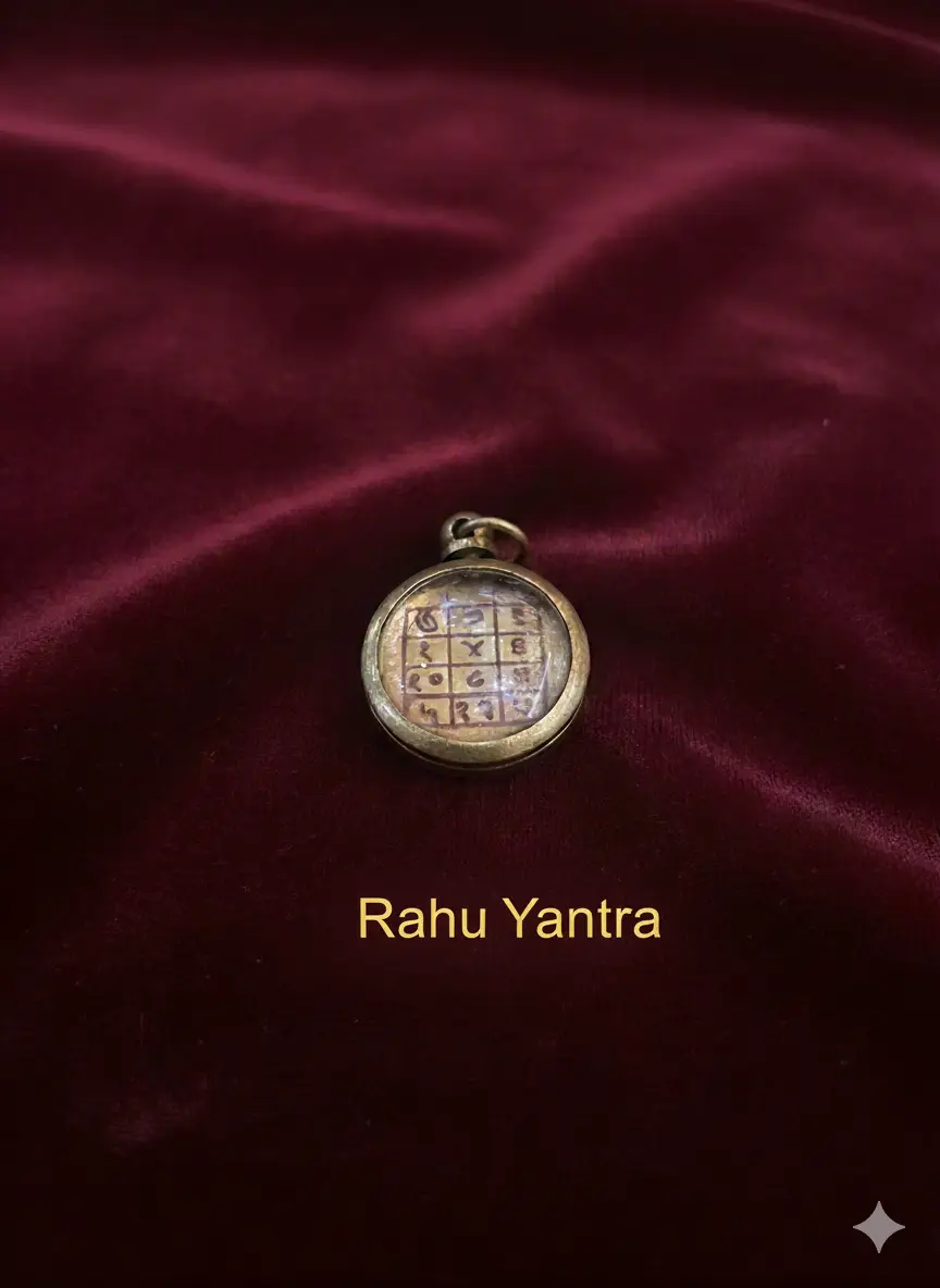Rahu Yantra Pendant/Locket, Copper Round Metal Charm | In Ashtadhatu For Men & Women Original | Siddh & Energised A+++ Quality view 2