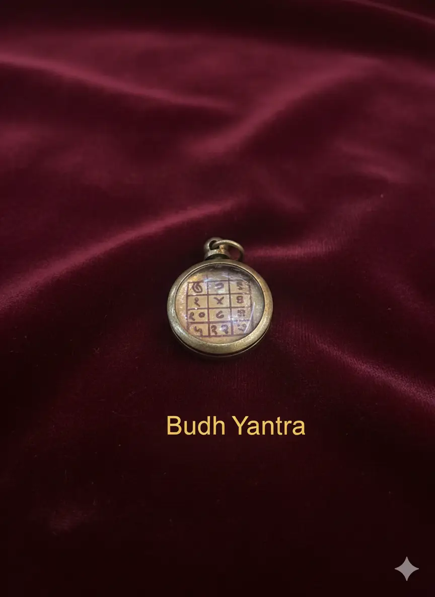 ASTROBJ Buddh Yantra Pendant/Locket, Copper Round Metal Charm | In Ashtadhatu For Men & Women Original | Siddh & Enersiged A+++ Quality view 2
