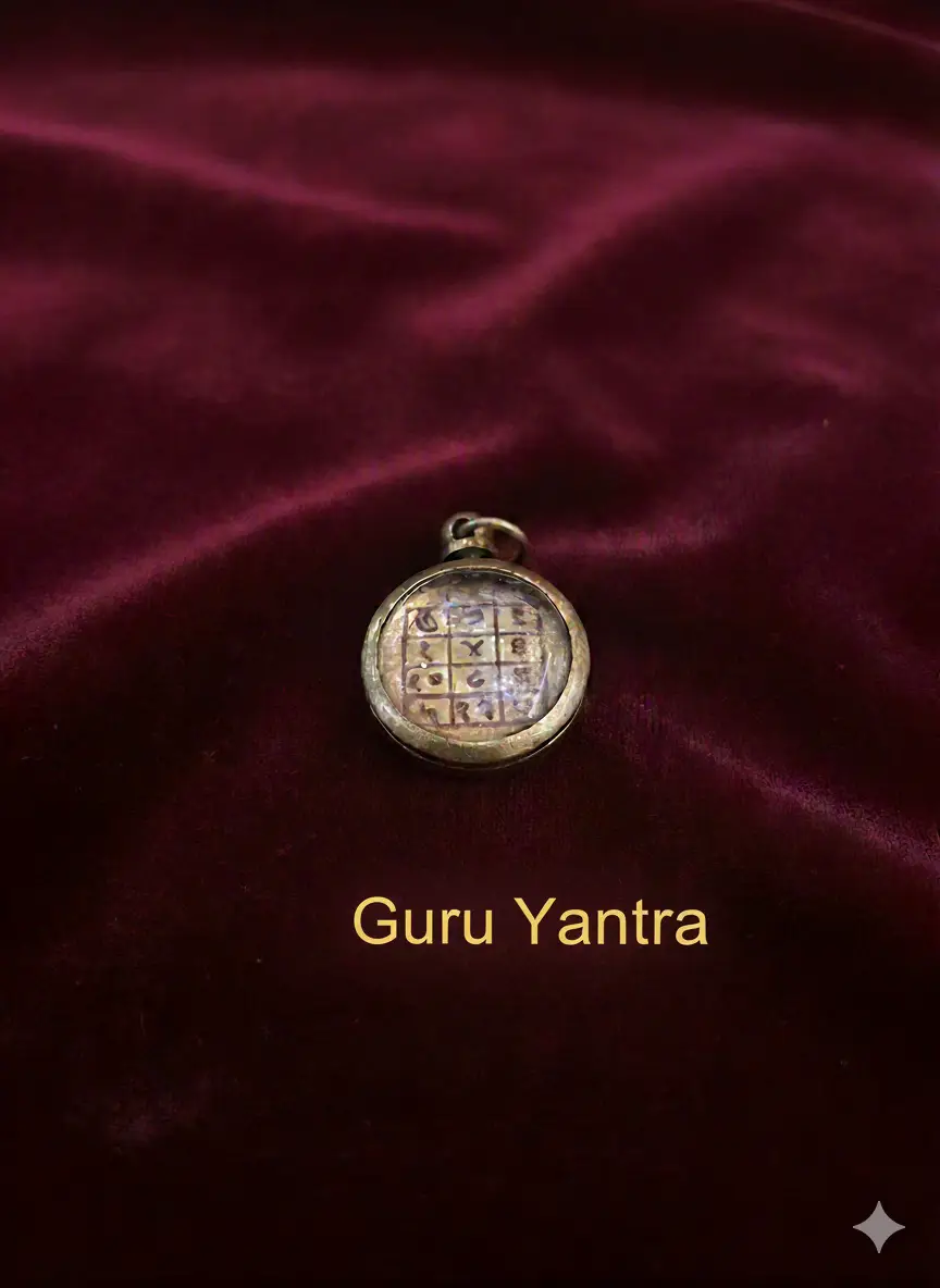 ASTROBJ Guru Yantra Pendant/Locket, Copper Round Metal Charm | In Ashtadhatu For Men & Women Original | Siddh & Enersiged A+++ Quality view 2