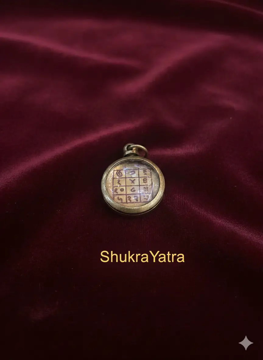 Shukra Yantra Pendant/Locket, Copper Round Metal Charm | In Ashtadhatu For Men & Women Original | Siddh & Enersiged A+++ Quality view 2