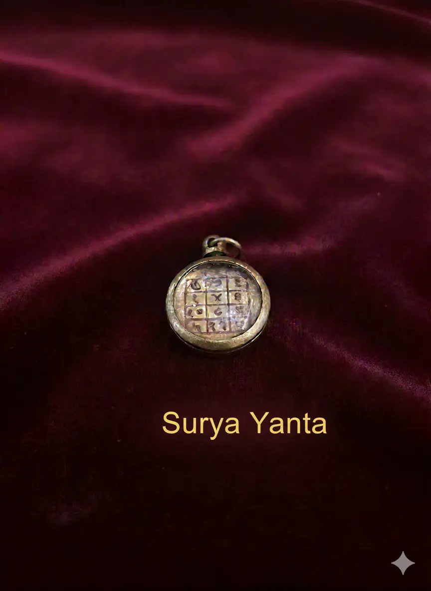 Surya Yantra Pendant/Locket, Copper Round Metal Charm | In Ashtadhatu For Men & Women Original | Siddh & Enersiged A+++ Quality view 2
