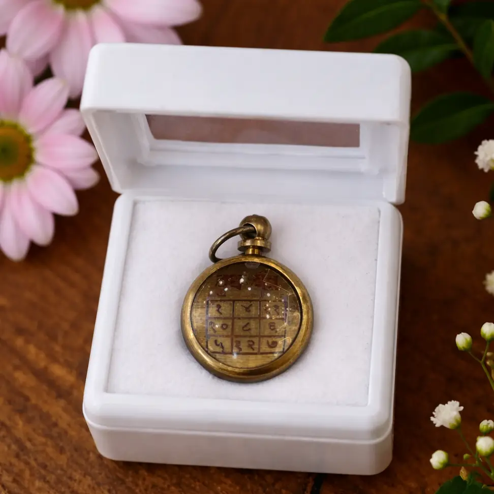 ASTROBJ Dhanu Rashi Sagittarius Zodiac Yantra Pendant/Locket | Copper Round Metal Charm | in Ashtadhatu for Men & Women Unisex | Original Siddh & Energised A+++ Quality view 3