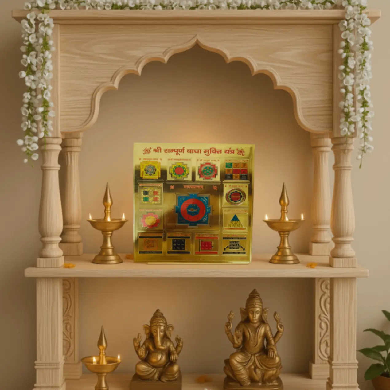 ASTROBJ Shri Sampurna Badha Mukhit Yantra, Gold Foil, 9x9 Inches, 0.5mm Thickness, Swiss Made, Hindu Religious Decor | Siddh & Energised Yantra A+++ | Best For Vastu, Good Luck, Possitivety, Money view 2
